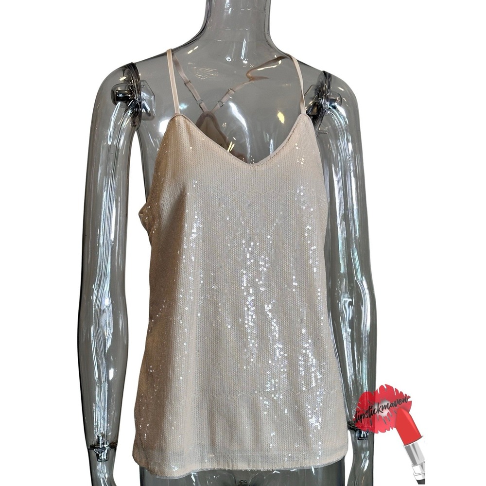 Grace‎ Karin Sequin Tank Top Women Small Neutral Sleeveless Sequins NWT
